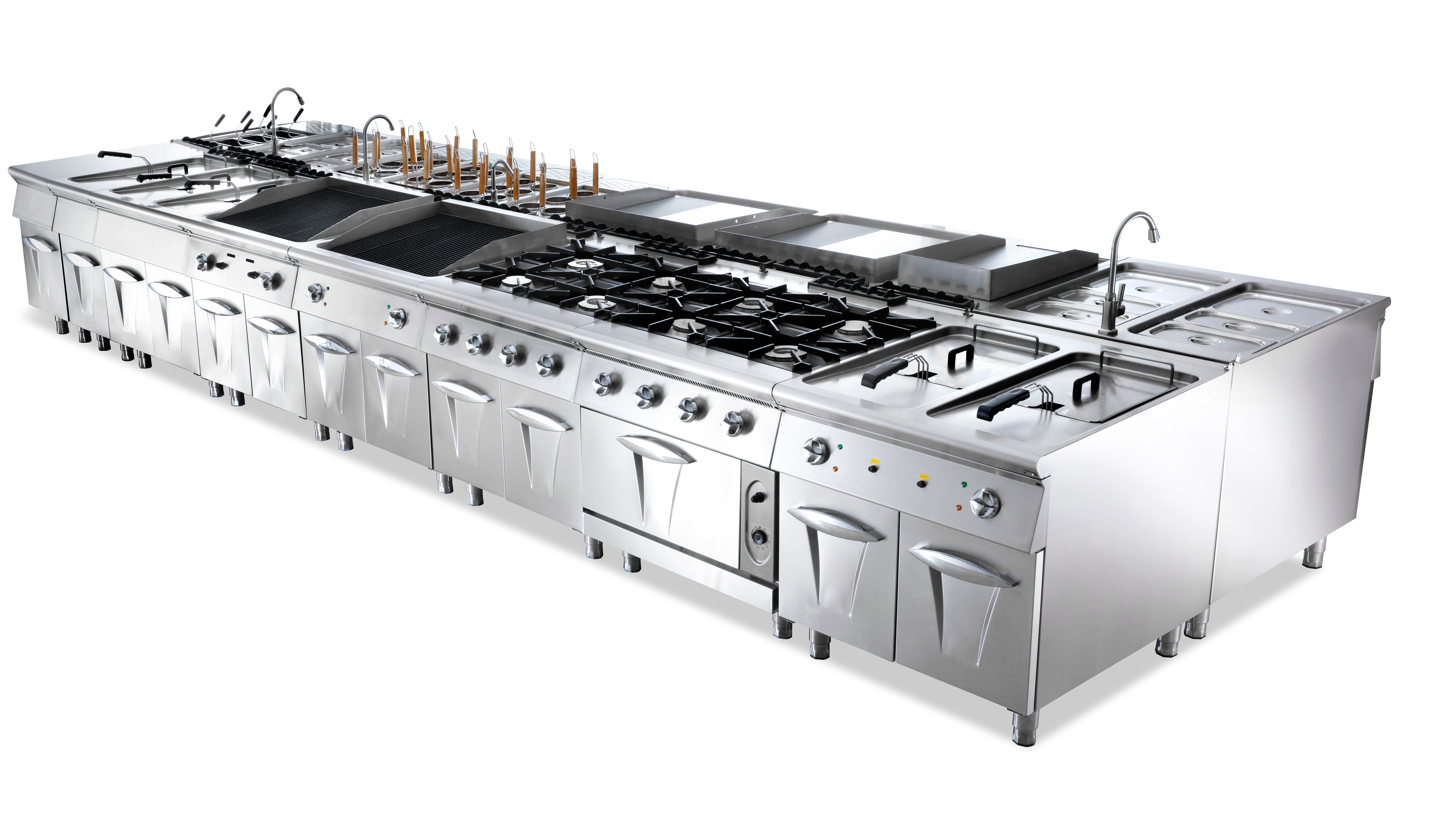 Commercial Vertical Gas Combination Stove One Stop Kitchen Project For ...